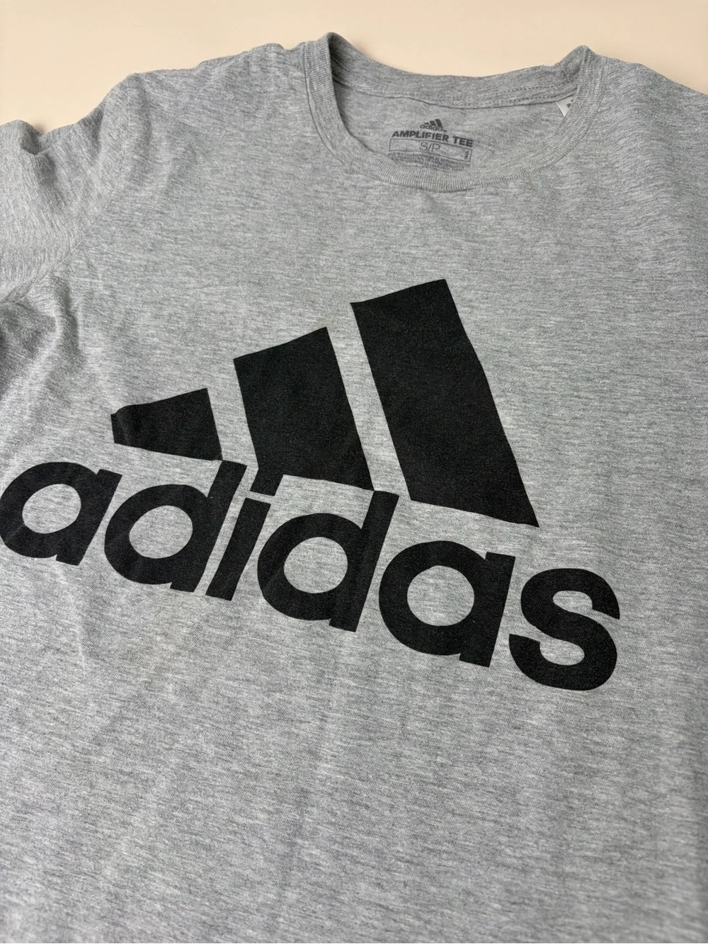 adidas Heather Gray Short Sleeve Tee with Black Logo | Men’s Size Small